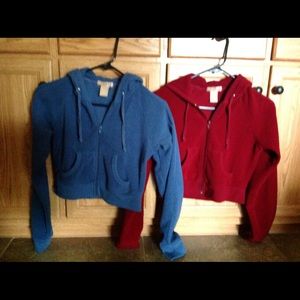 Bundle of 2 Crop Hoodie Zipper Jackets Size Small